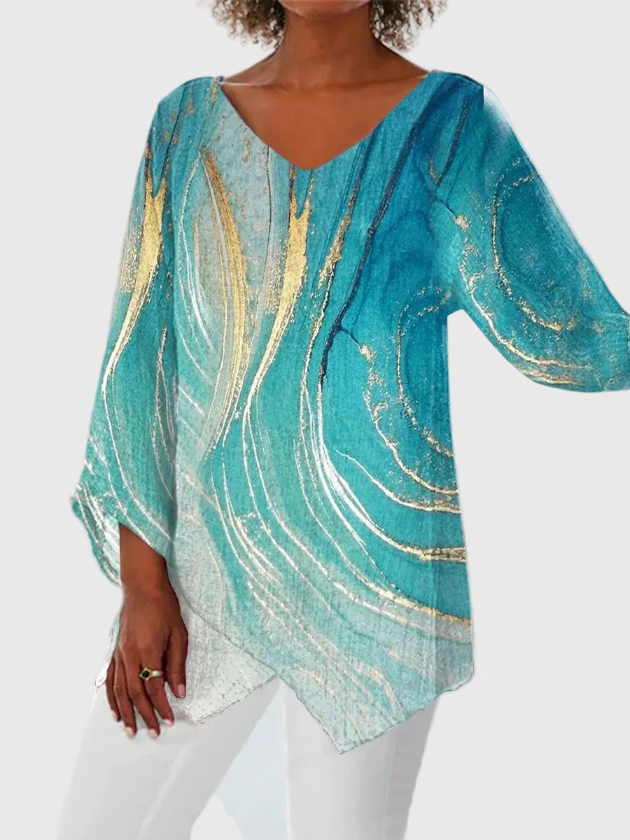 Alicia™ - Printed V-Neck Blouse